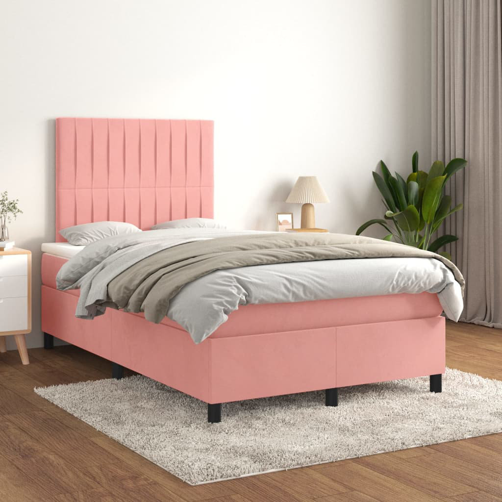 Vidaxl Boxspringbett Mit Matratze Rosa 120X190 Cm Samt