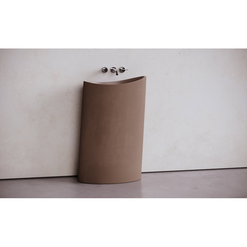 Lavabo de salle de bain autoportant 33,9 po, Béton surélevé brun terre