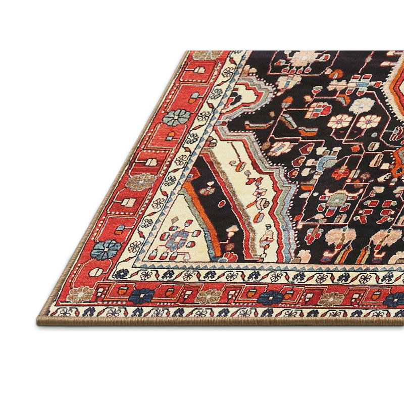 Tapis noir Southwestern, Rectangle 5 pi x 7 pi