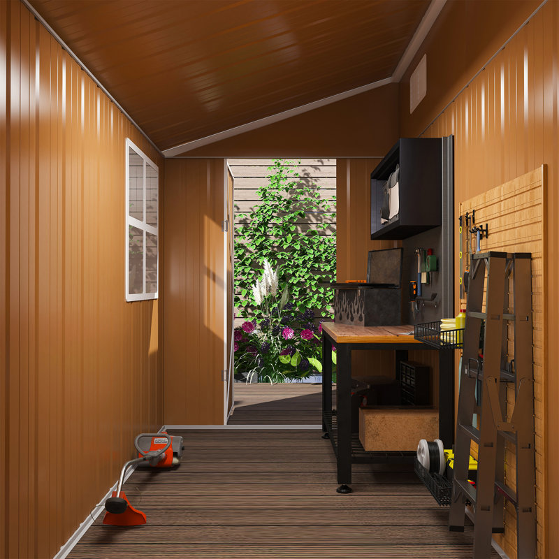 Remise de rangement en métal résistant aux intempéries avec porte verrouillable pour le jardin et la cour
