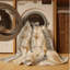 Tapis abstrait moderne et contemporain lavable à la machine Laverock New Years - beige-965116828