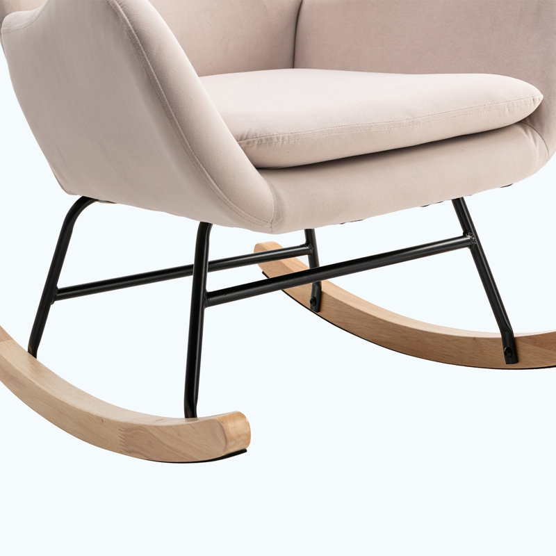 Fauteuil à bascule Teddy, Velours beige