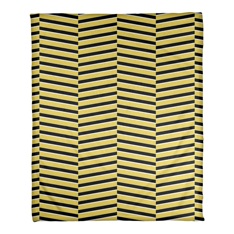 Couverture polaire rayures fracture, l 60 po x L 80 po, Jaune