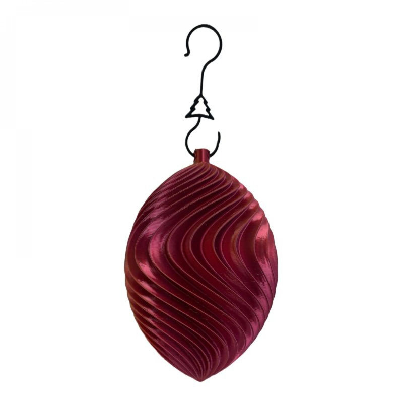 Red 3D Printed Plastic Egg Shape Ornament
