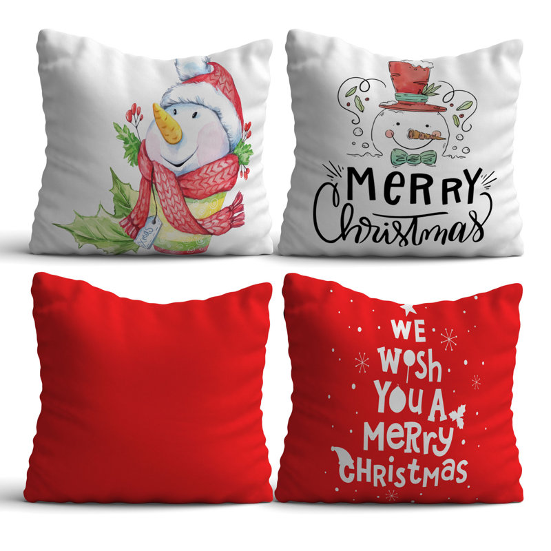 Premium Cushion Set (4 Pieces), 17.0 x 17.0 Inches, 50% Cotton / 50% Polyester | Machine Washable, Digital Print Design | Soft & Durable, Perfect for Living Room, Patio, and Bedroom Decor