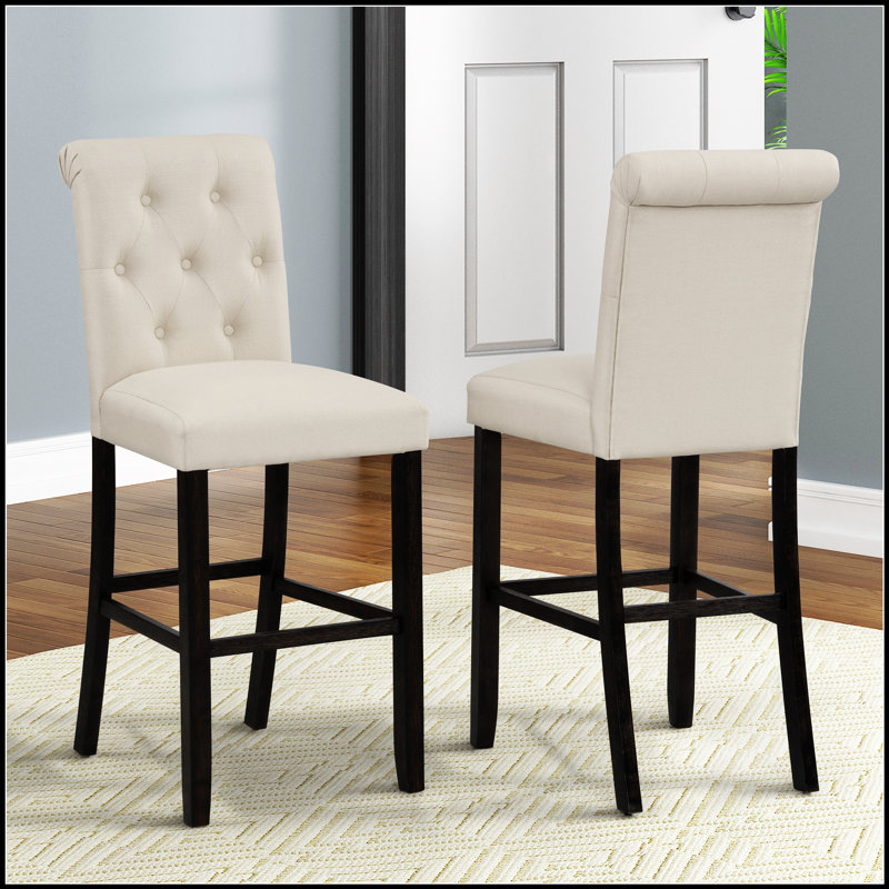 Ensemble de 2 tabourets de bar en bois massif Leviton, Tanné