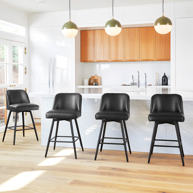 Tabourets de bar modernes à hauteur de comptoir pivotant de H 26 po avec dossier haut, tabourets d'îlot de cuisine, pour bar et maison, similicuir