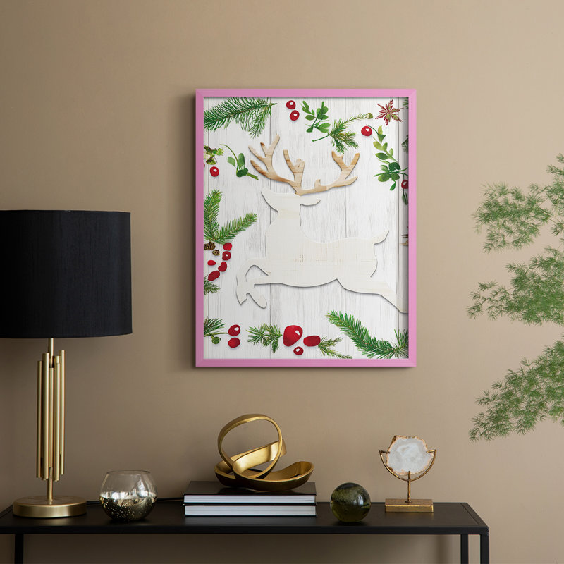 Reproduction encadrée - bois massif, Rose, H 11 po x l 9 po