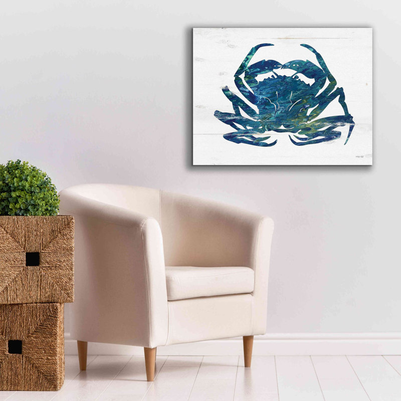 «Blue Coastal Crab» par Cindy Jacobs, art mural sur toile, H 26 po x l 34 po x P 1,5 po