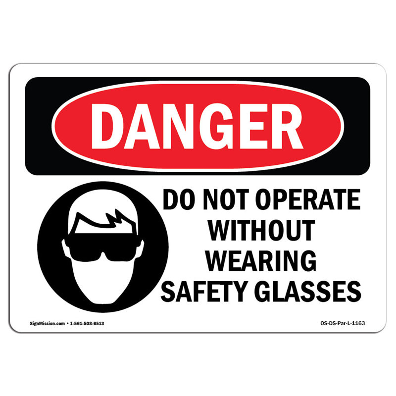 Danger Sign, 12" H x 18" W x 0.1" D