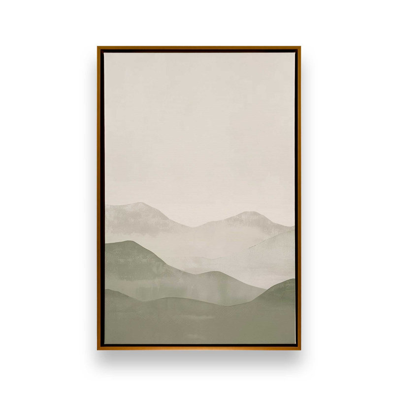 Peridot brume, ensemble de 3, H 19 po x l 39 po, Cadre flottant or poli