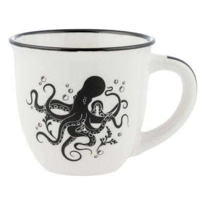 BOHO B&W ESPRESSO MUG  OCTOPUS