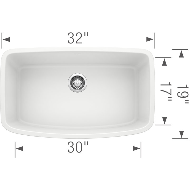 Valea Silgranit 32" Super Single Undermount Kitchen Sink - White, White