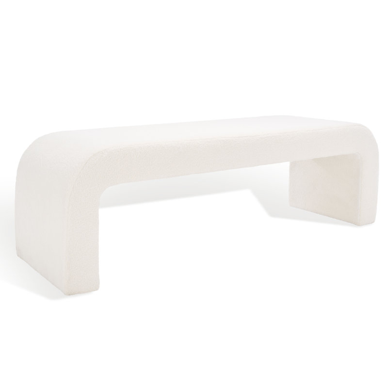 Banc rembourré Daine, Fausse laine d'agneau blanche