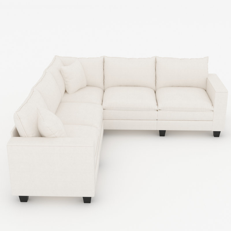 Elara 97'' Modern Sectional Sofa With Hidden Storage, Beige Chenille