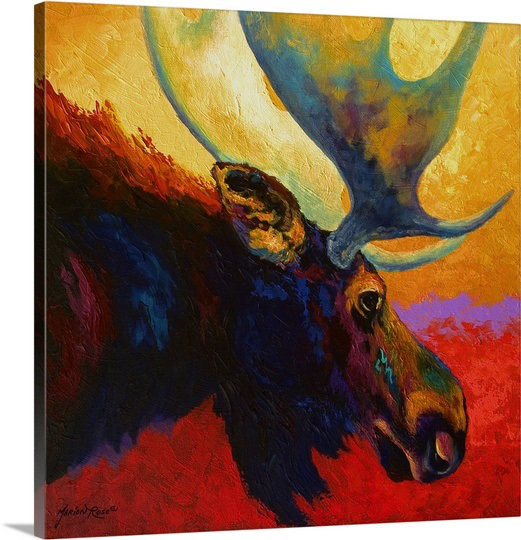 «Siya Alaska Spirit Moose» par Marion Rose, reproduction sur toile, H 35 po x l 35 po x P 1,5 po, Toile tendue