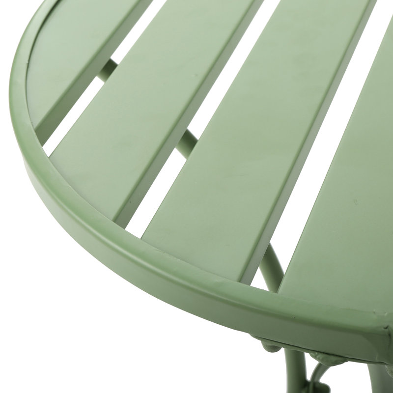 Ensemble bistro en métal 3 pièces, extérieur, résistant à l'eau, en fer, comprenant une table et des chaises hautes d'assise de 61,5 cm (24,24 po), profondeur d'assise de 41,3 cm (16,25 po), revêtement en poudre, 76,2 cm x 45,7 cm (30 po x 18 po).