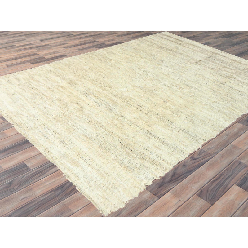Tapis beige nouvel âge en laine noué à la main de conception unique 10 pi 1 po x 14 pi 1 po