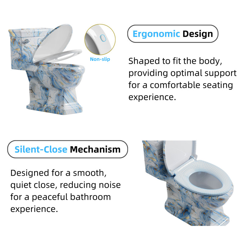 Toilet With Square Base, One-Piece Elongated Toilet, Luxury Toilet For Bathrooms, 12'' Rough-In, Single Flush 1.28 GPF