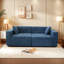 Lit en velours pour 3 en bleu avec option de rangement pratique et confortable-1226766181