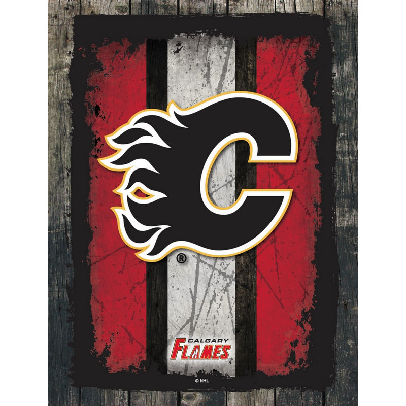 NHL Team Logo, reproduction sur toile tendue, Calgary Flames, H 32 po x l 24 po x p 1 po