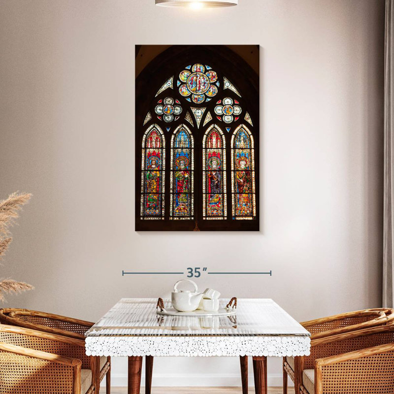 Cathedral Stained Glass Window, 45" H x 30" W