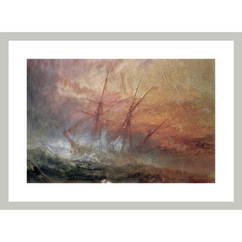 Détail d'un voilier du bateau des Esclaves par Joseph Mallord, William Turner, impression giclée encadrée
