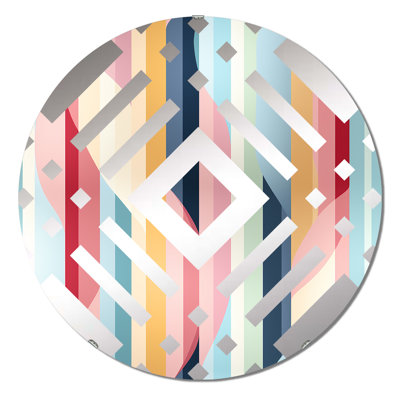 Retro Pastel Stripes And Swirl Pattern - Diamond Decorative Mirror