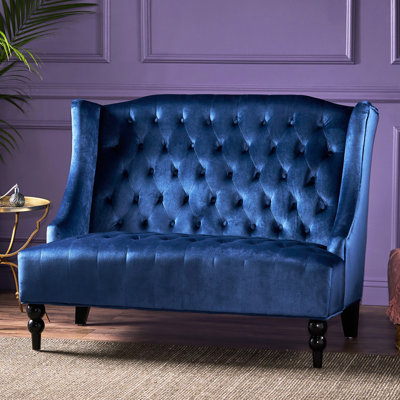 Navy Blue Velvet With Practical Wingback And Eye-Catching Diamond Stitching Luxury Ravishing