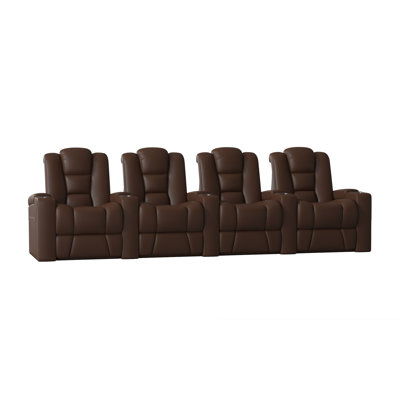 Upholstered Power Reclining Home Theater Seat with Cup Holder