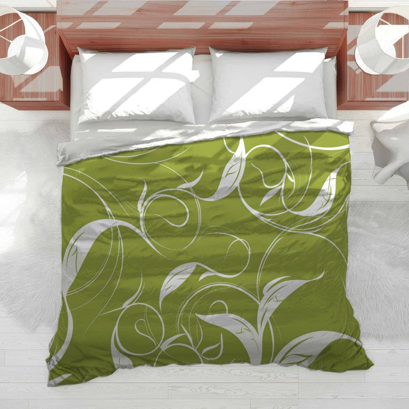 Literie en peluche à la mode, Édredon grand, Vert gazon / blanc