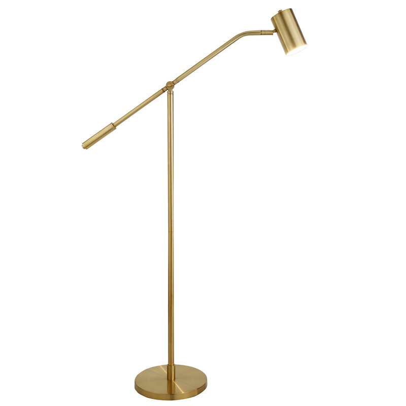 Willis 60'' Swing Arm Floor Lamp, Gold, Gold