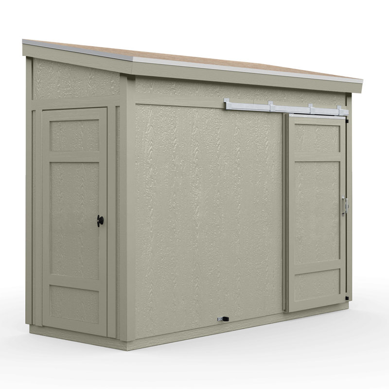 Cambria 10x4 Beige Wood Lean-To Shed with Sliding Barn Door