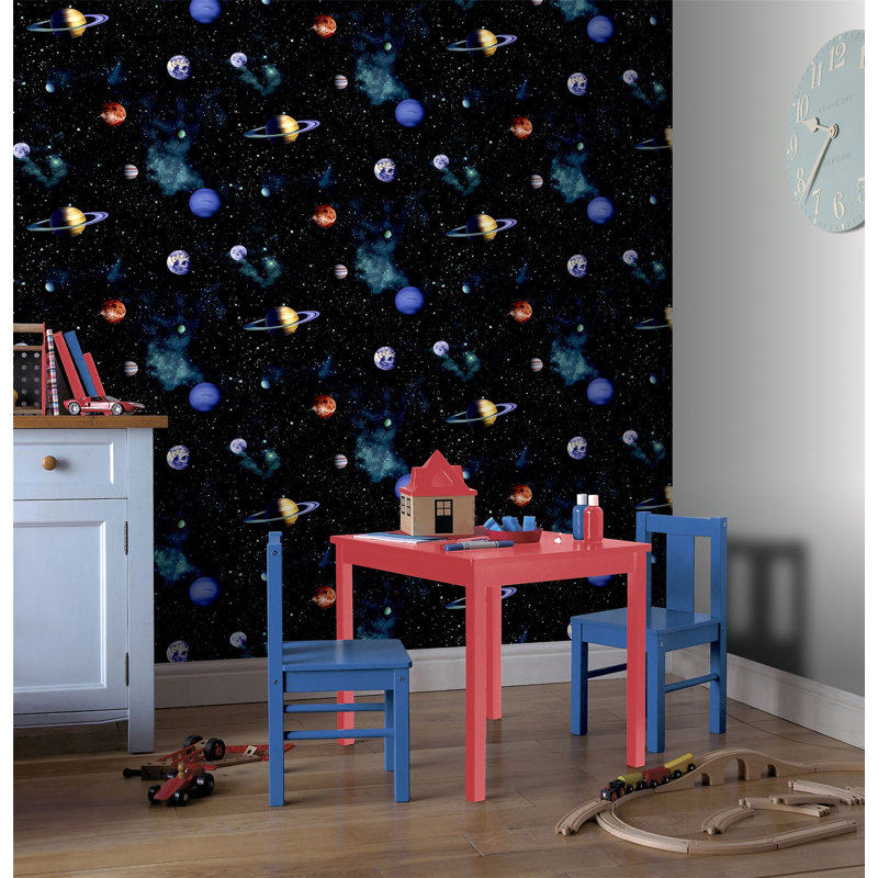 Arthouse, Kids Cosmos Space Planets Wallpaper, Charcoal