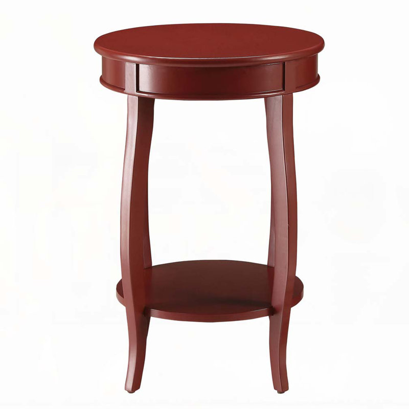 Table d'appoint ronde rouge avec tablette inférieure, Rouge