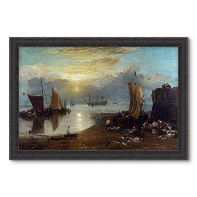 Sun Rising through Vapour: Fishermen Cleaning and Selling Fish, c. 1807-J.M.W. Turner-Custom Framed Canvas