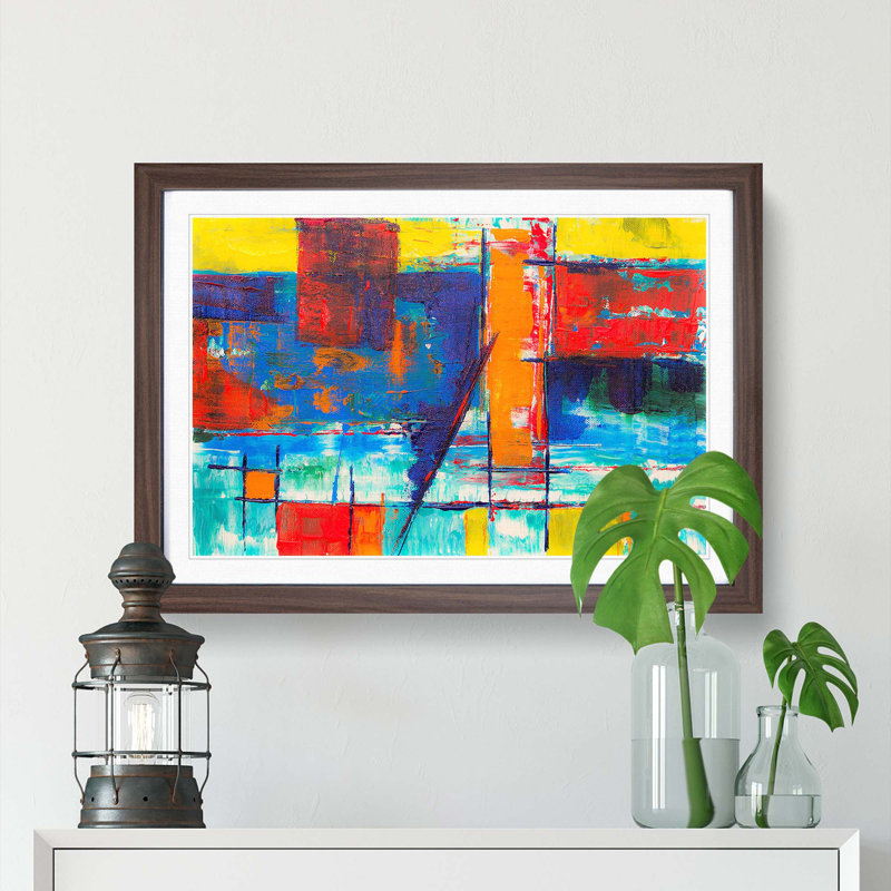 Abstract Art Painting Vol.292 by S.Johnson - Framed Print, 27cm H x 36cm W x 2cm D, Walnut Framed