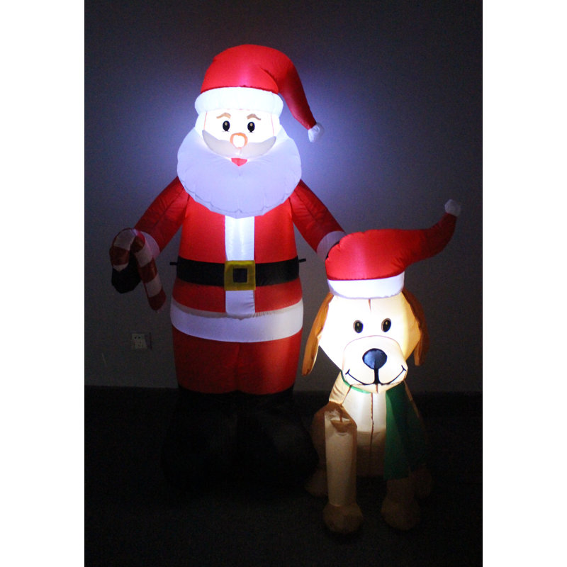 Décoration de jardin gonflable de Noël pour jardin gonflable de Noël avec canne de bonbon et chien