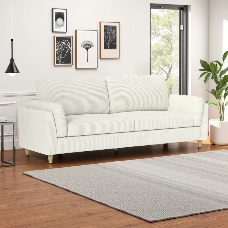 Ashtenaw 88.6" Wide Modern Style Upholstered Sofa with the Solid Wood Legs, Beige