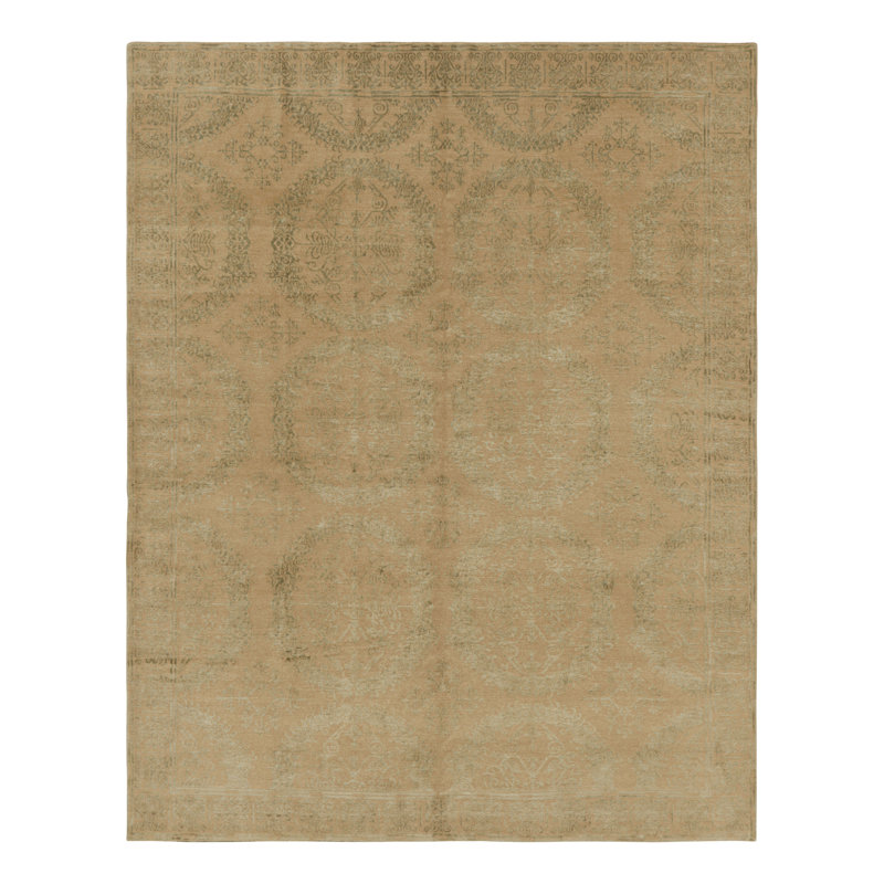 Rug & Kilim’S European Style Rug In Gold With Floral Medallions “Catana”