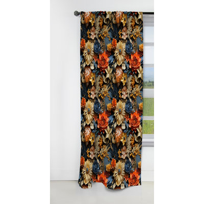Rideau floral rétro - rideaux à motif floral - 1 panneaux