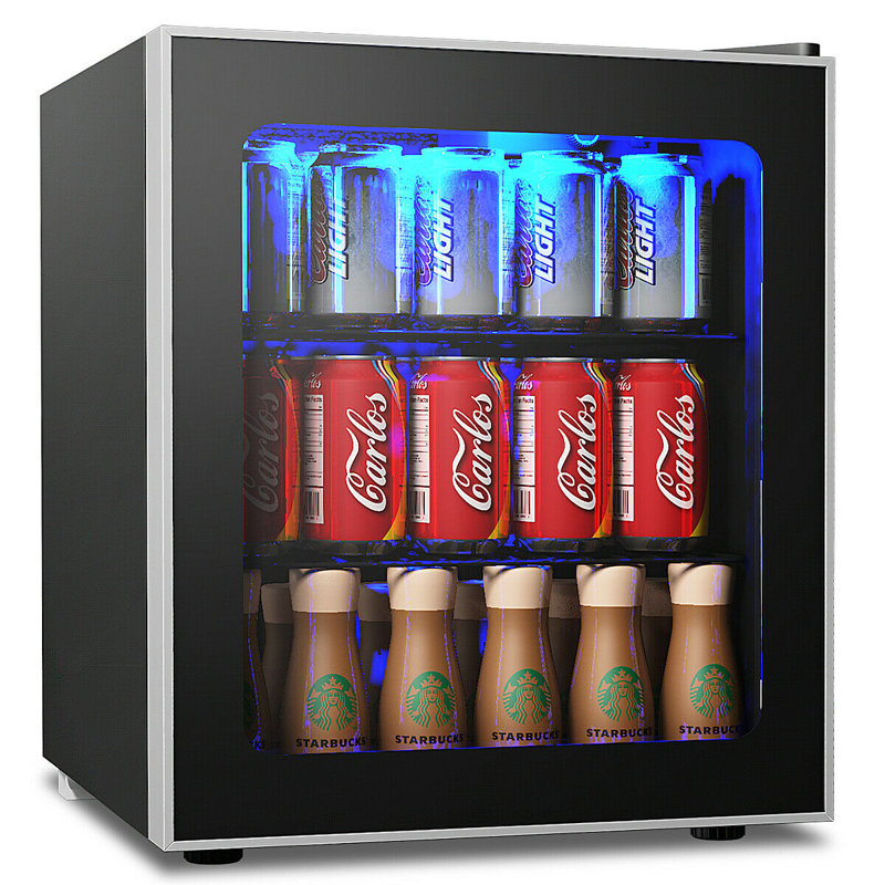 Costway 17.5'' W Freestanding 60 Cans (12 oz.) Beverage Cooler with Glass Door