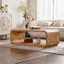 Table basse incurvée de 47,24 pouces avec tablette ouverte, finition bois clair, rectangle moderne