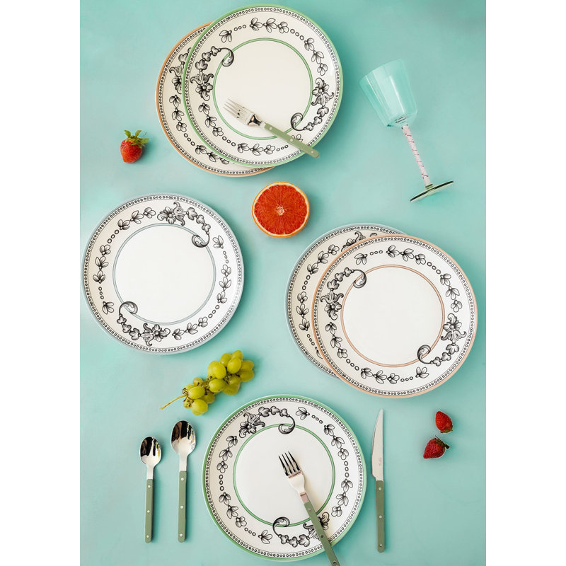 Ensemble d'assiettes de service rondes 6 pièces 100% porcelaine 6 pièces