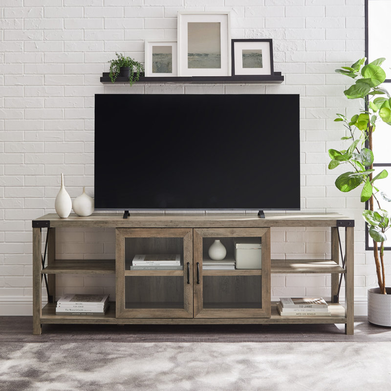 Larenda 70" 2-Door TV Stand for TVs up to 75", Gray Wash