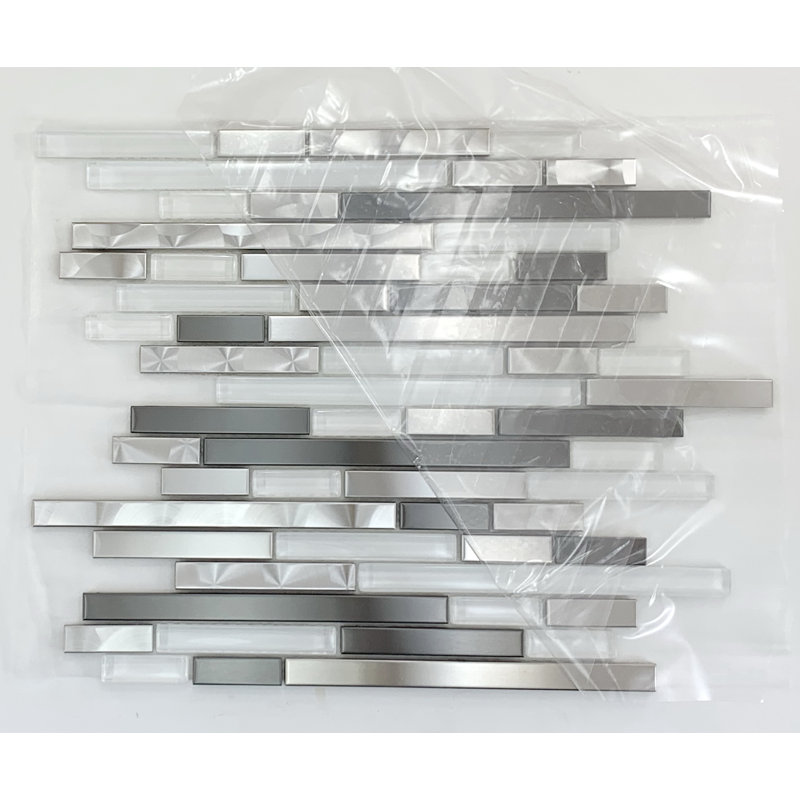 Metal Linear Mosaic Wall & Floor Tile, Black/White
