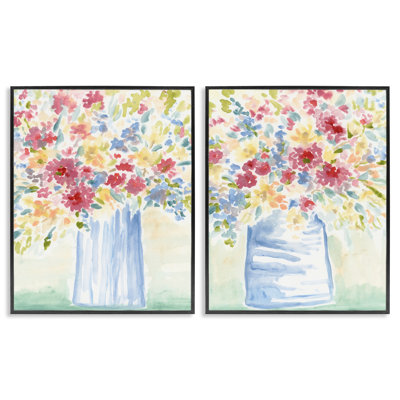  Soft Speckled Flower Vases 2 PC Giclee Art Set by June Erica Vess