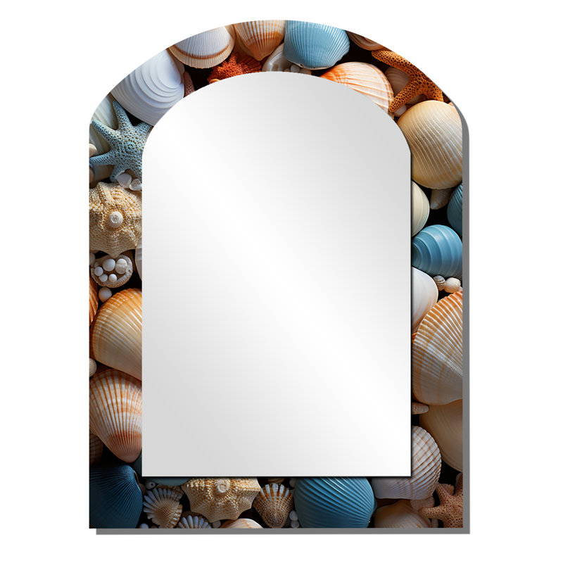 Beach Photo Seashell Symphony VII - Coastal Arch Wall Mirror, 34" x 25"