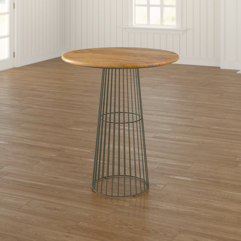 LaGrange Round Solid Wood Top Metal Base Dining Table