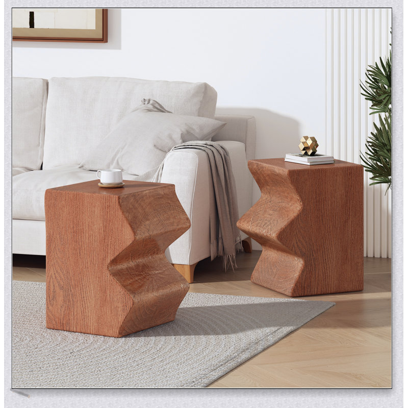 MGO Side Table, Set Of 2 Rectangular Outdoor Side Tables, Decorative Garden Stools For Indoor Outdoor, Accent Table,Patio Side Table,Nesting End Table,Faux Wood Natural Color